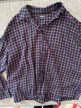 Kids Plaid Button-Up Shirt - Black & Pink